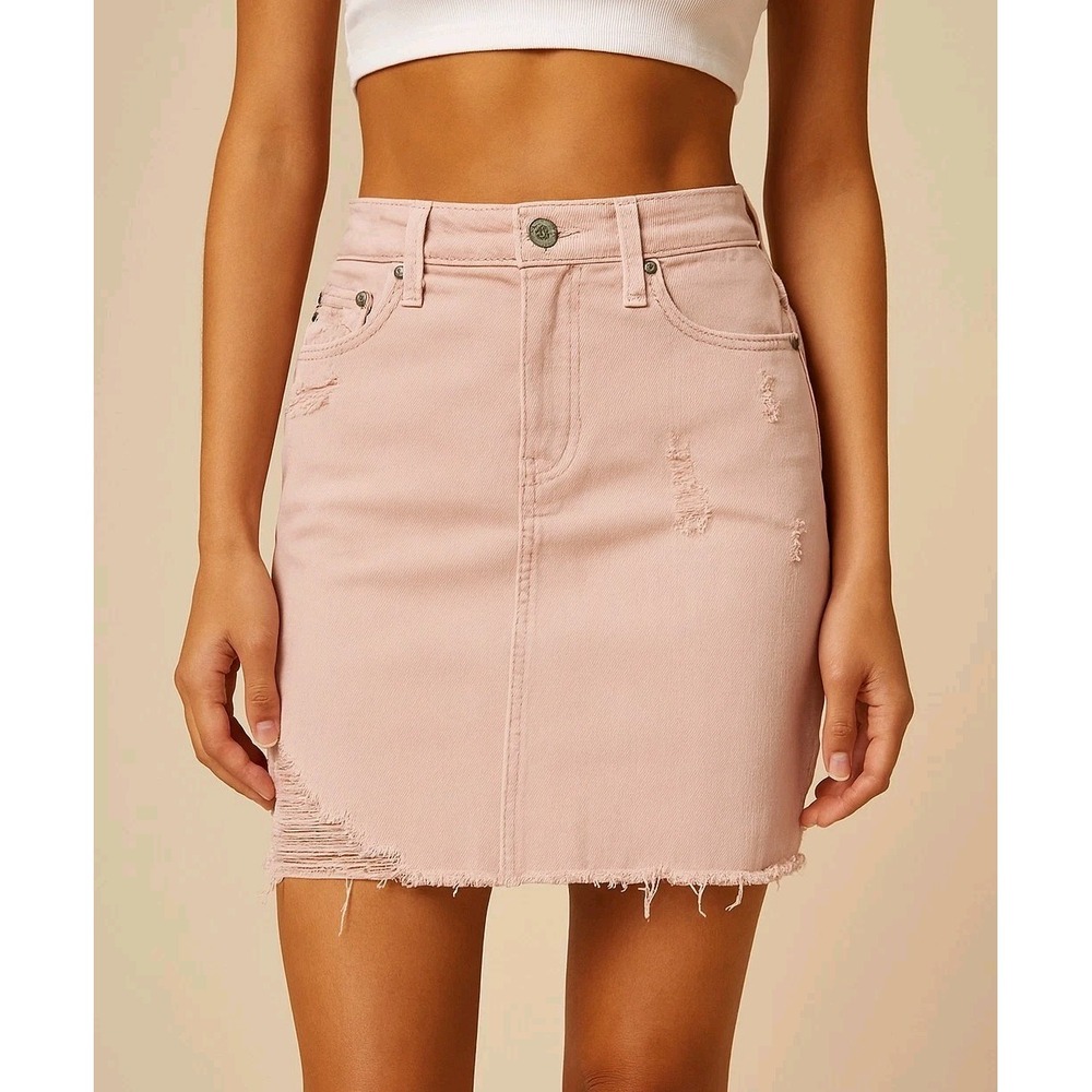 AG Adriano Goldschmied AG-ED Denim Pencil Skirt Size 25 Or Small Distressed Pink